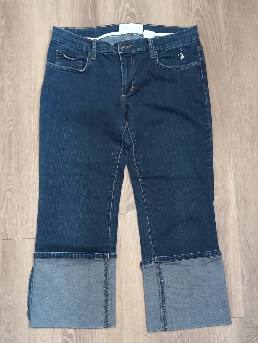 Baby Phat Wide Cuffed Cropped Jeans